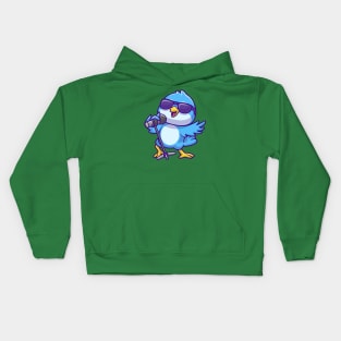 Cute Bird Singing Cartoon Kids Hoodie